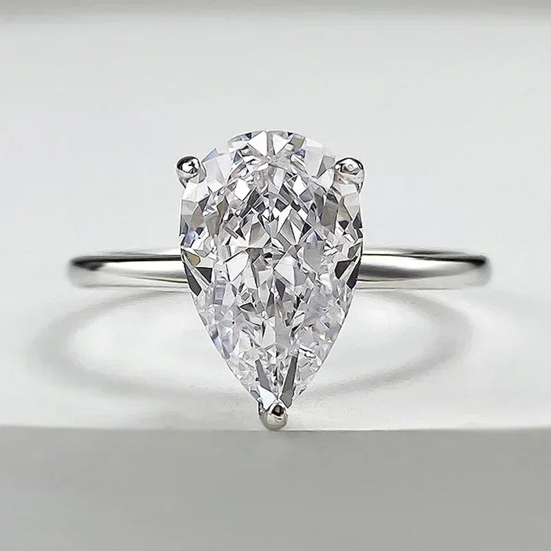 Exquisite 3CT Pear Moissanite Ring in 925 Sterling Silver - Perfect for Engagements and Weddings
