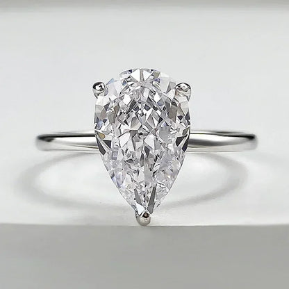 Exquisite 3CT Pear Moissanite Ring in 925 Sterling Silver - Perfect for Engagements and Weddings