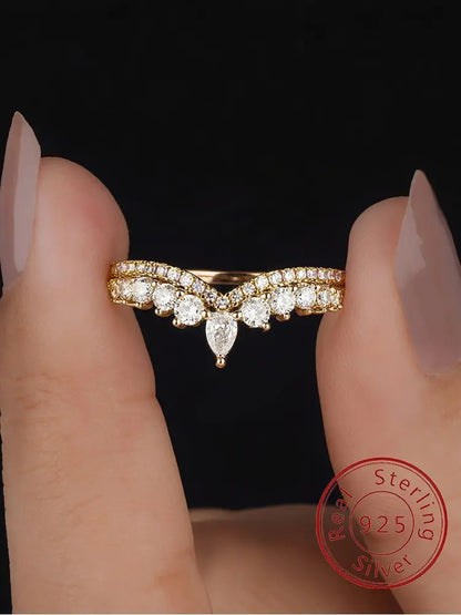 Discover the Exquisite 925 Sterling Silver Water Drop Zircon Crown Ring - A Luxurious Choice for Engagements and Weddings