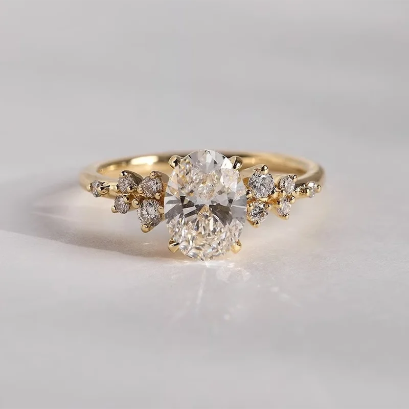 Exquisite 1ct Moissanite Oval Half Eternity Ring in 925 Sterling Silver - Perfect for Weddings and Special Occasions