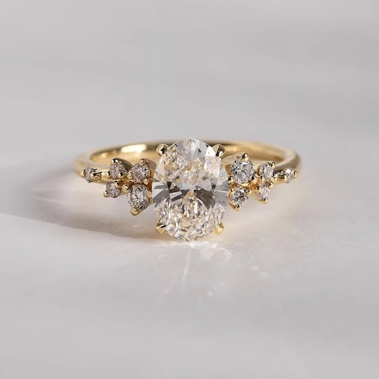 Exquisite 1ct Moissanite Oval Half Eternity Ring in 925 Sterling Silver - Perfect for Weddings and Special Occasions