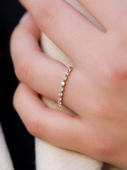 Stunning 2mm Half Eternity Band Ring in 925 Sterling Silver with Sparkling Zircon for Women