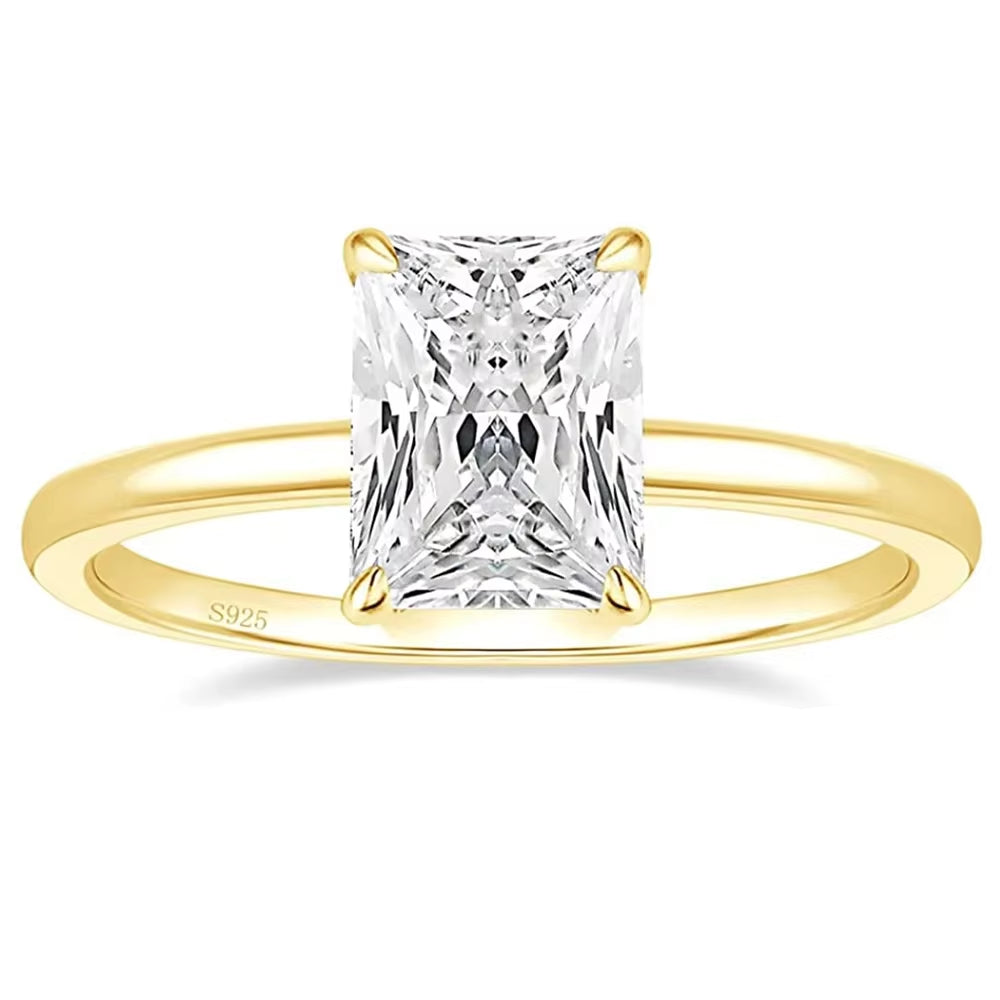 Trumium 3CT Radiant Cut 925 Sterling Silver Engagement Ring - A Stunning Promise Ring for Women