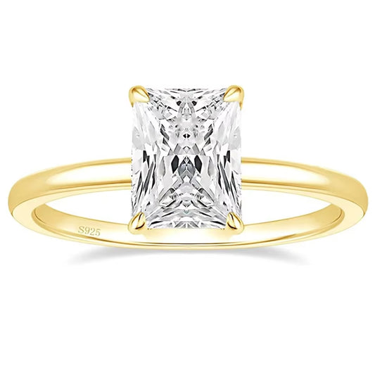 Trumium 3CT Radiant Cut 925 Sterling Silver Engagement Ring - A Stunning Promise Ring for Women