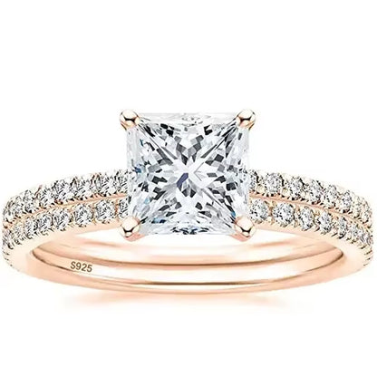 Stunning 2CT Princess Cut Bridal Set in 925 Sterling Silver - Elegant Wedding Bands for Women