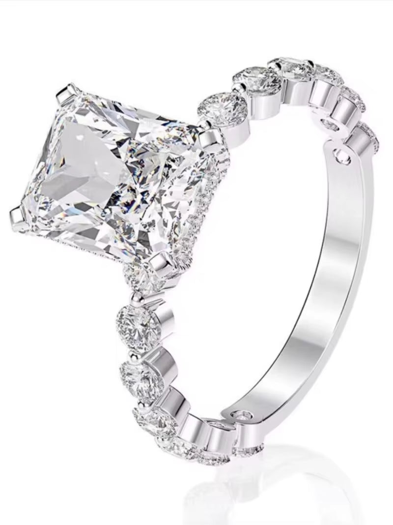 Stunning 4CT Radiant Cut Engagement Ring in 925 Sterling Silver - Perfect Bridal Jewelry for Women