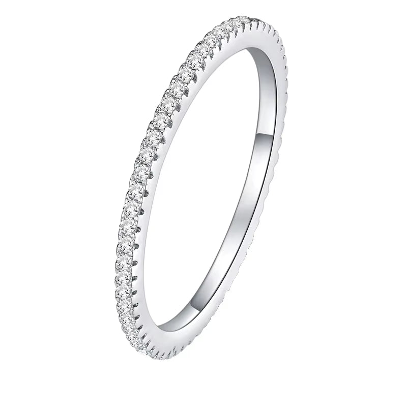 Elegant 925 Sterling Silver CZ Simulated Diamond Stackable Eternity Ring for Women - Perfect for Weddings and Special Occasions