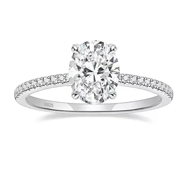 Sparkle with Love: Trumium 3Ct Oval Cut Cubic Zirconia Engagement Ring in 925 Sterling Silver