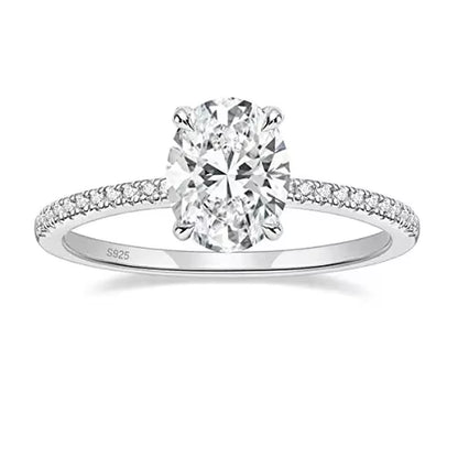 Sparkle with Love: Trumium 3Ct Oval Cut Cubic Zirconia Engagement Ring in 925 Sterling Silver
