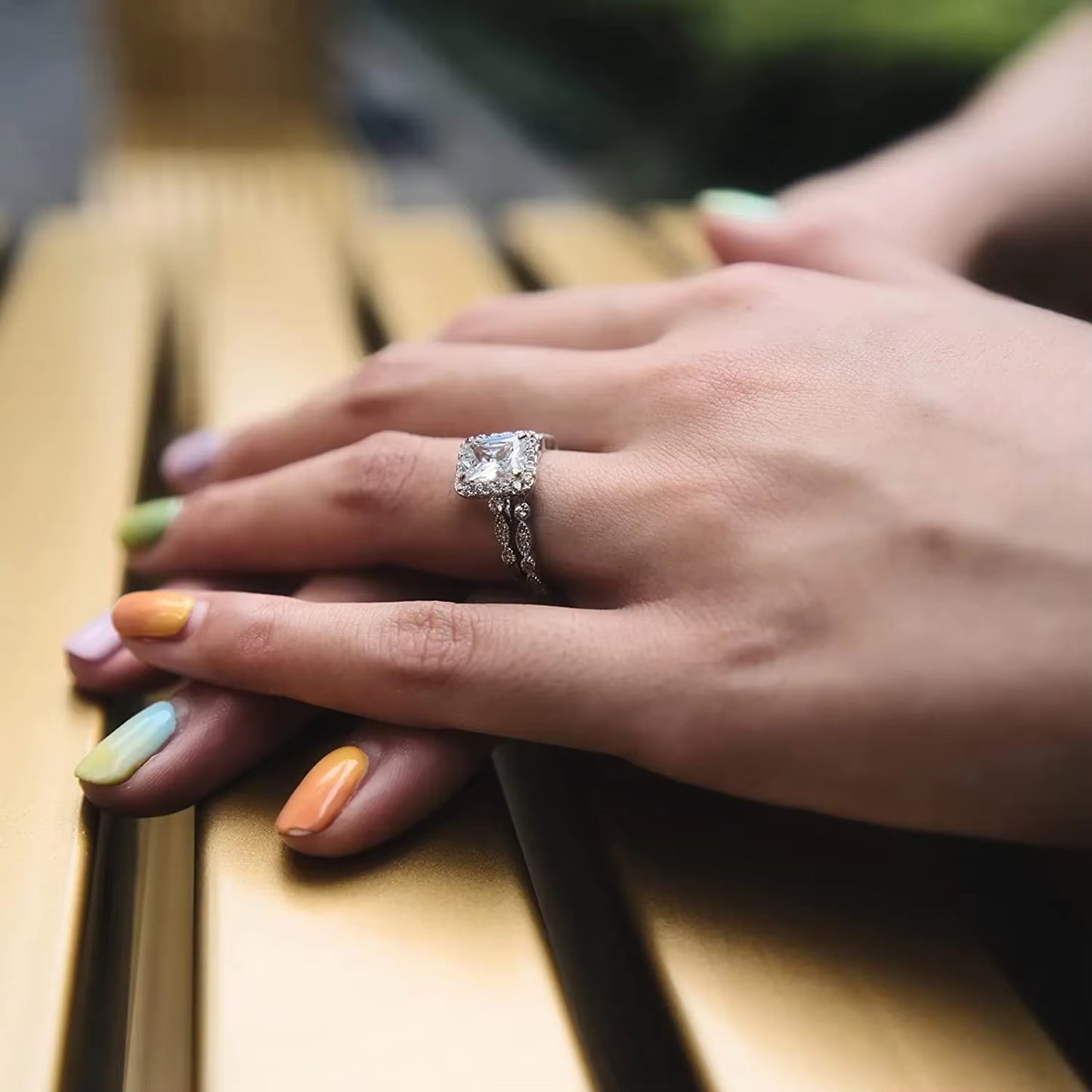 Exquisite 2CT Vintage Marquise Bridal Ring Set - Elegant CZ Engagement Ring for Women