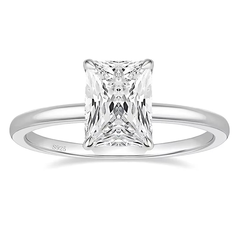 Trumium 3CT Radiant Cut 925 Sterling Silver Engagement Ring - A Stunning Promise Ring for Women