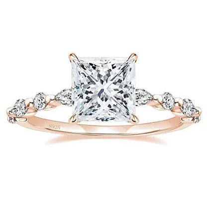 Stunning 2CT Princess Cut CZ Engagement Ring in 925 Sterling Silver - Elegant Wedding Band for Women