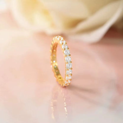 Elegant 3mm Eternity Moissanite Wedding Band in 925 Sterling Silver - A Timeless Jewelry Piece for Women