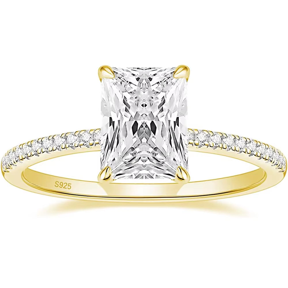 Exquisite 3ct Yellow Gold Radiant Cut Engagement Ring with Dazzling Diamond Accents