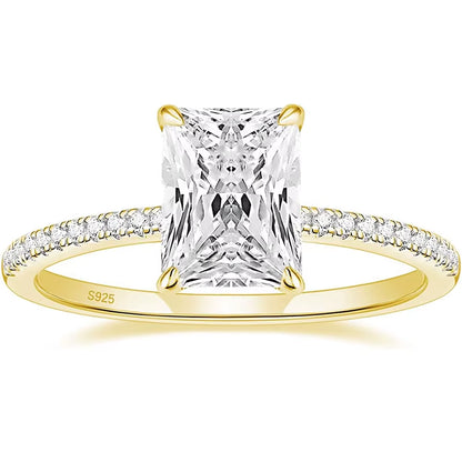 Exquisite 3ct Yellow Gold Radiant Cut Engagement Ring with Dazzling Diamond Accents