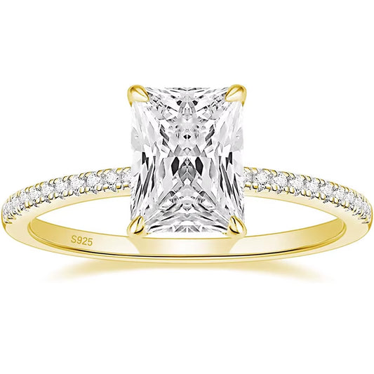 Exquisite 3ct Yellow Gold Radiant Cut Engagement Ring with Dazzling Diamond Accents