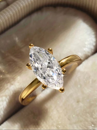 Elegant 925 Sterling Silver 2 Carat Horse Eye Zircon Ring for Women - Perfect for Engagement and Weddings