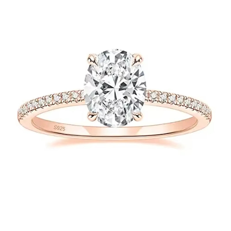 Sparkle with Love: Trumium 3Ct Oval Cut Cubic Zirconia Engagement Ring in 925 Sterling Silver