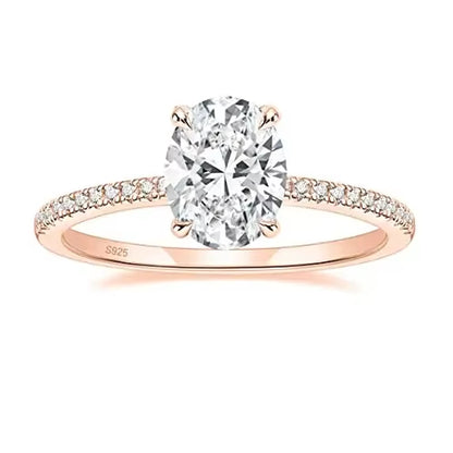 Sparkle with Love: Trumium 3Ct Oval Cut Cubic Zirconia Engagement Ring in 925 Sterling Silver