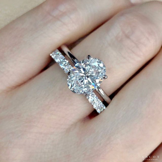 3 Carat Oval Center Diamond Wedding Set