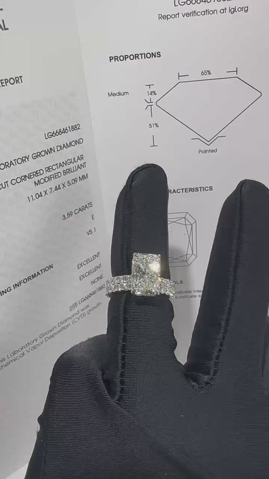 3 Carat Radiant Cut Bridal Set